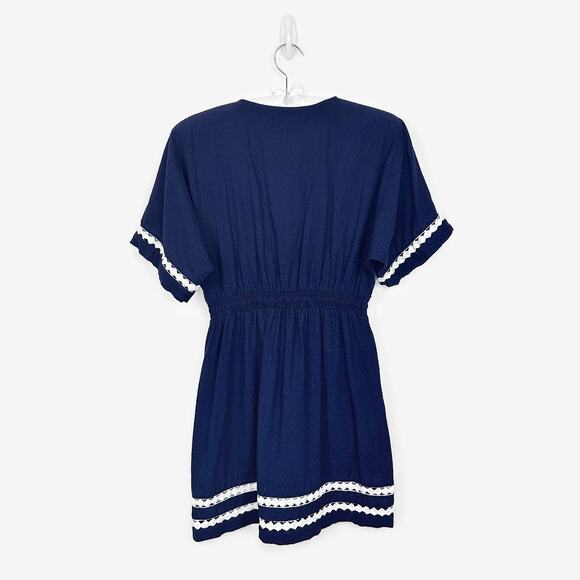 Athleta Coast To Coast Cover-Up Dress Size XS Navy Cotton Nautical Beachy - Picture 2 of 3